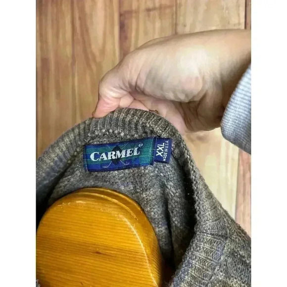 Vintage Carmel Knit Grandpa Sweater 90's Men's Size XXL - Picture 3 of 7